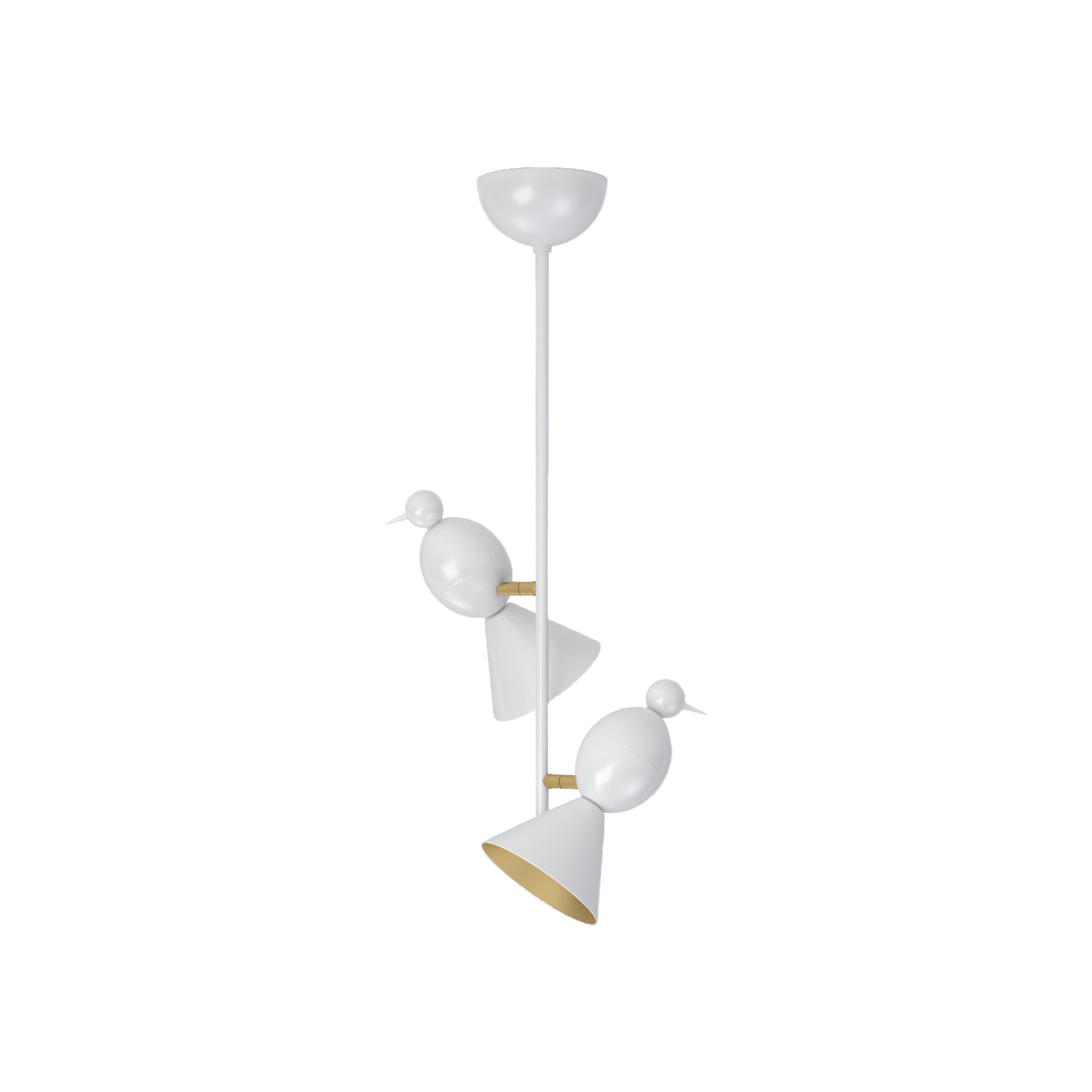 Alouette I 2 Birds Ceiling Light - White/Brass