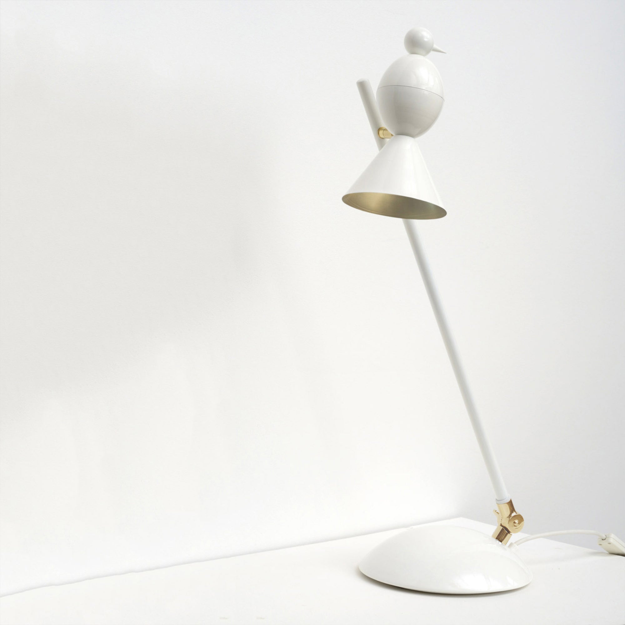 Alouette Slanted Table Lamp - White/Brass