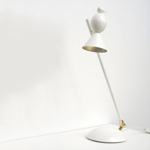 Alouette Slanted Table Lamp - White/Brass