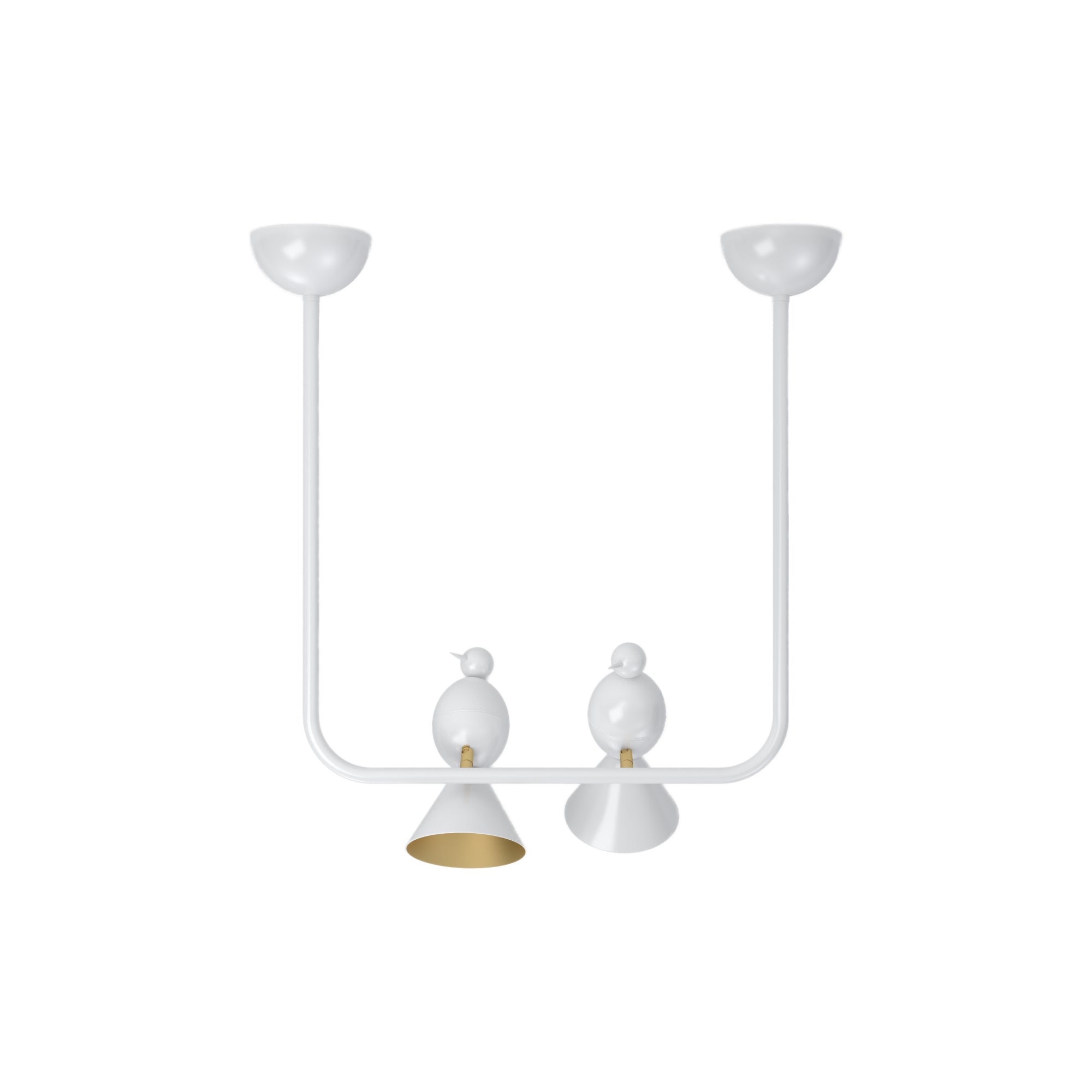 Alouette U 2 Birds Ceiling Light - White/Brass
