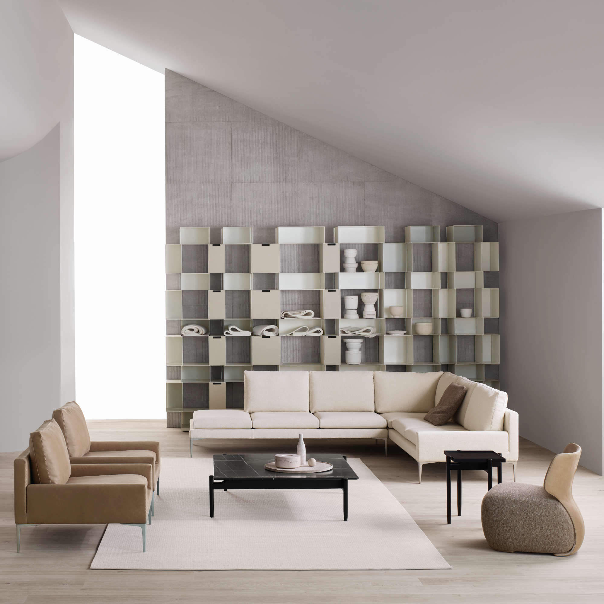 Juli T603 Coffee Table - RAL 9005/Sahara Noir Marble-2