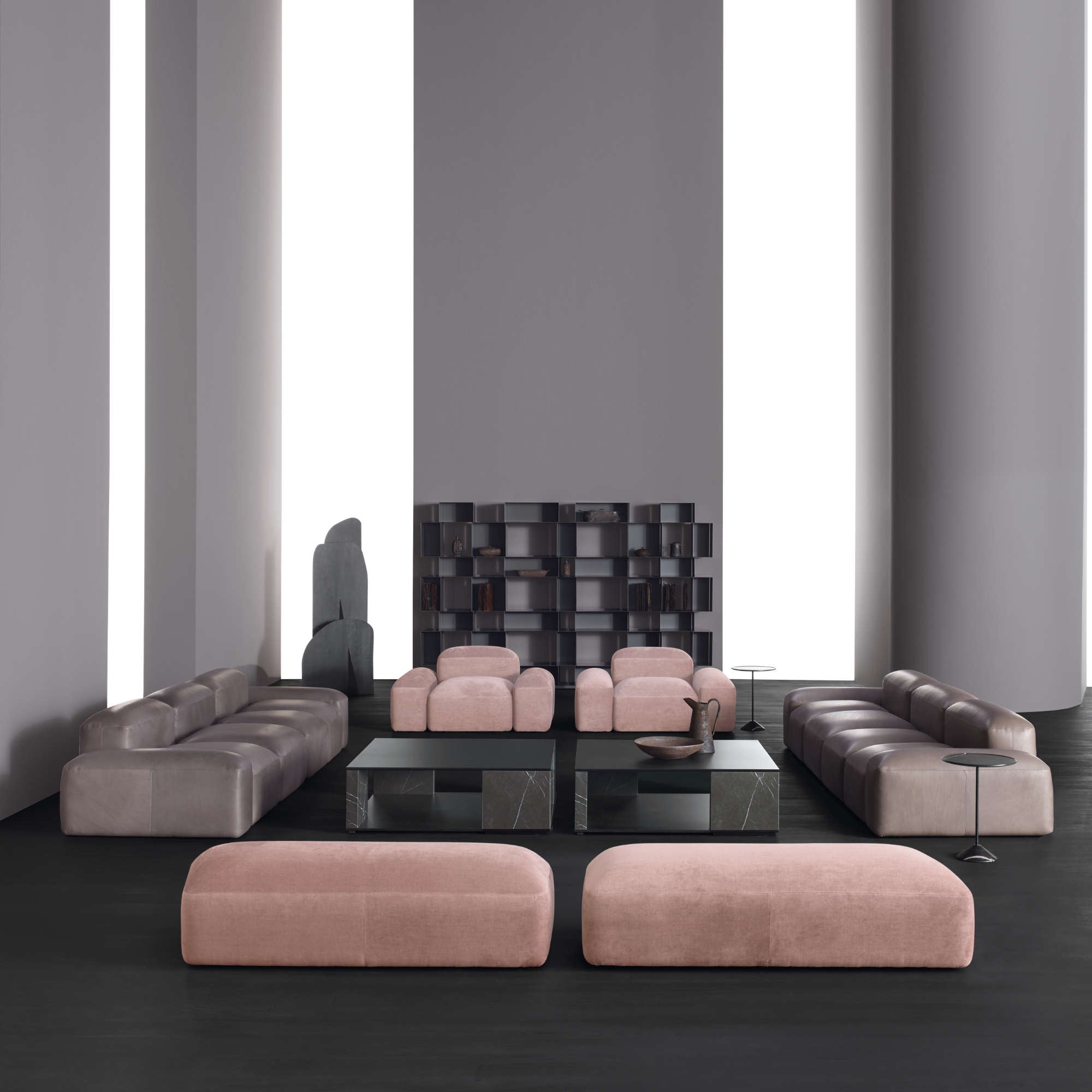 طاولة جانبية T512 من الساعة الرملية - رخام صحارى نوير/فراسينو تينتو إيبانو-2