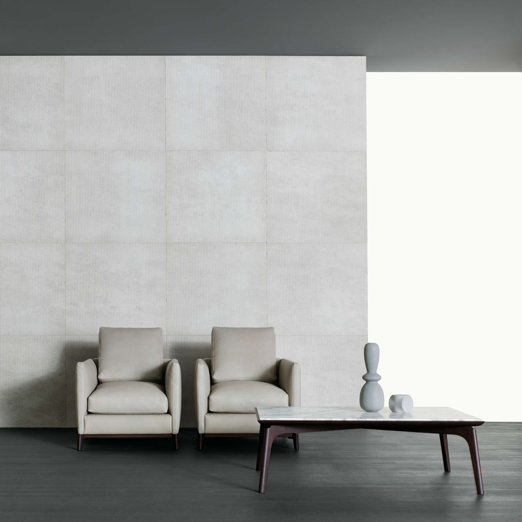 Olga T020 Coffee Table - Stained Ash/Arabescato Marble