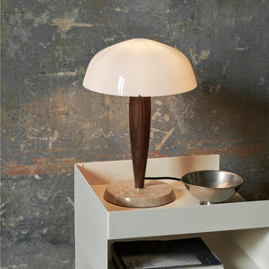 Herman SHY3 Table Lamp - Walnut/Cream Marble/Opal Glass