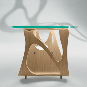 Arabesco CM 697 Coffee Table - Natural Oak/Clear Glass