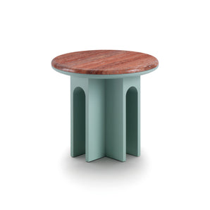 Arcolor 3975/T Side Table - Green/Travertino Rosso