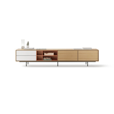 Aura TV Unit – 260x47x52 / Wood (Sega Oak) / Lacquered (White) / Lacquered (Brick)
