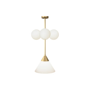 Axis 4 Globes + 1 Glass Cone  Pendant Lamp - Brass