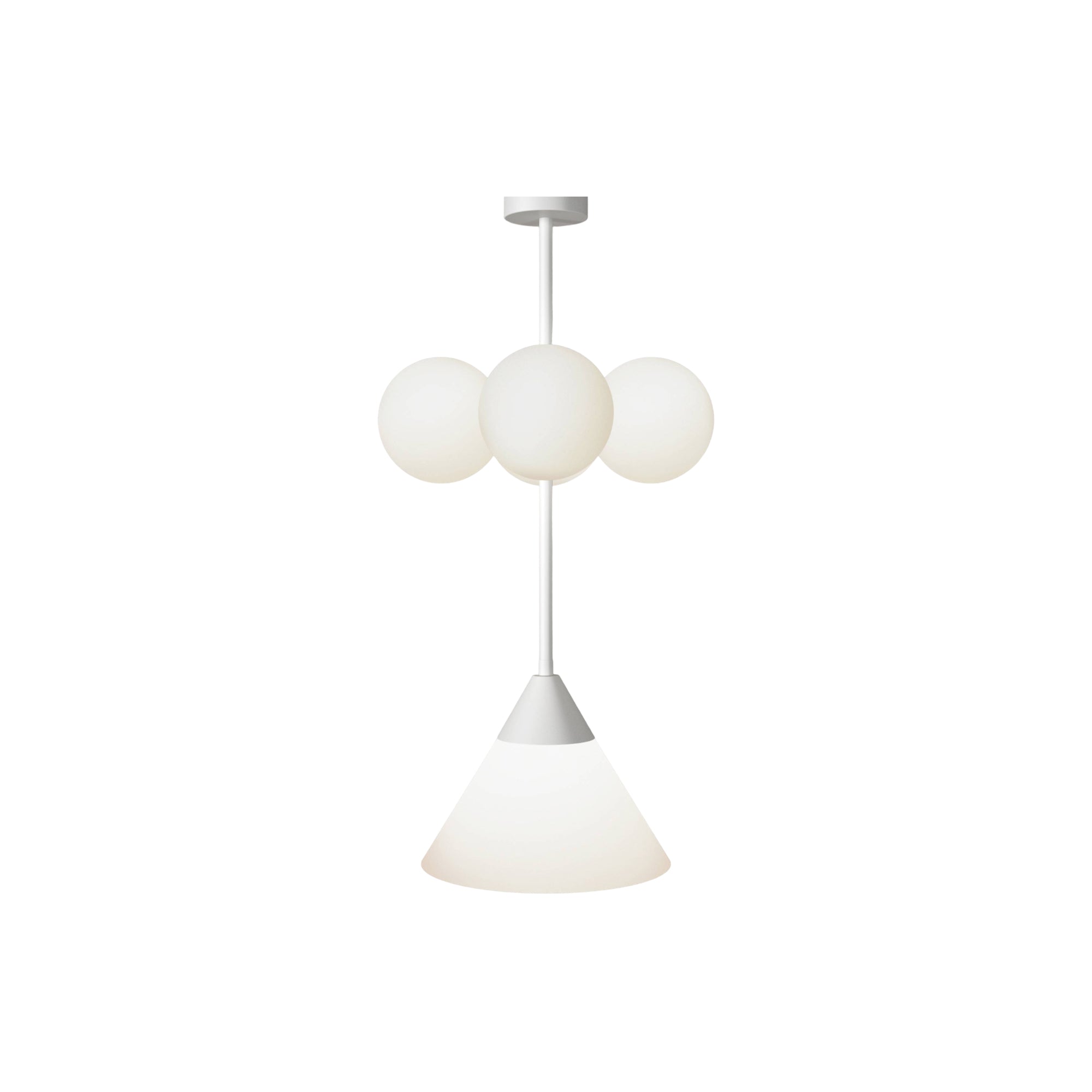 Axis 4 Globes + 1 Glass Cone  Pendant Lamp - White