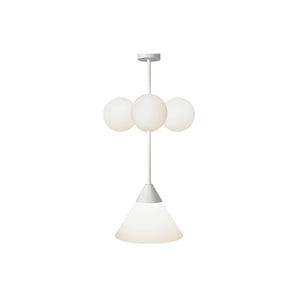 Axis 4 Globes + 1 Glass Cone  Pendant Lamp - White