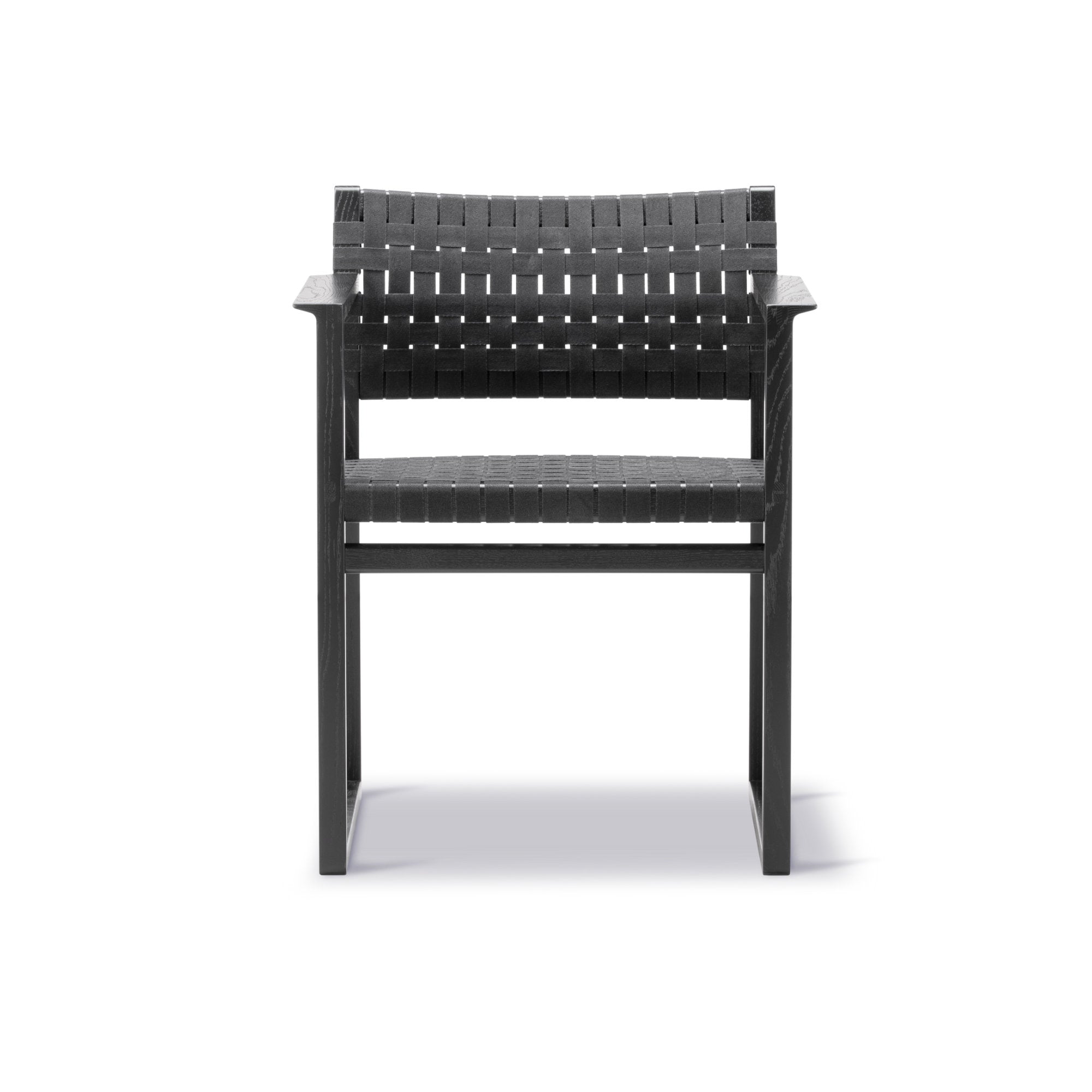 BM62 3362 Armchair - Black Lacquered Oak/Black Linen Webbing-3