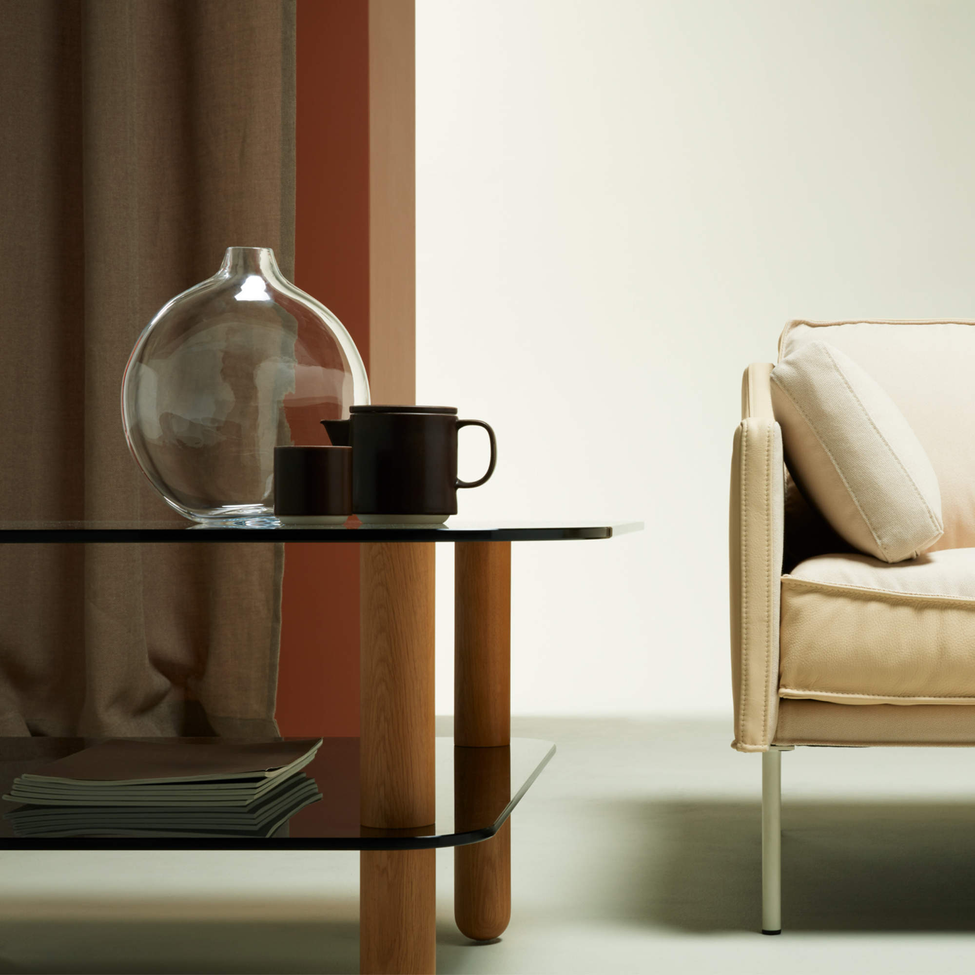 Big Sur High Coffee Table - Brown Glass-4