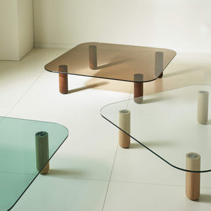 Big Sur Large Low Coffee Table - Brown Glass