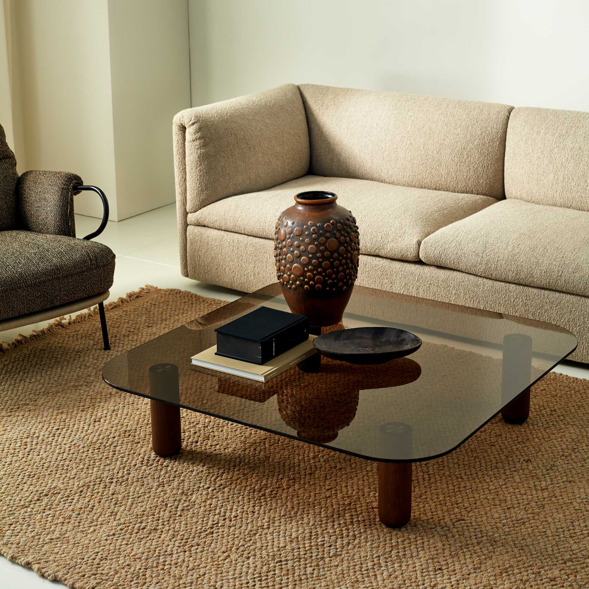 Big Sur Large Low Coffee Table - Brown Glass-3