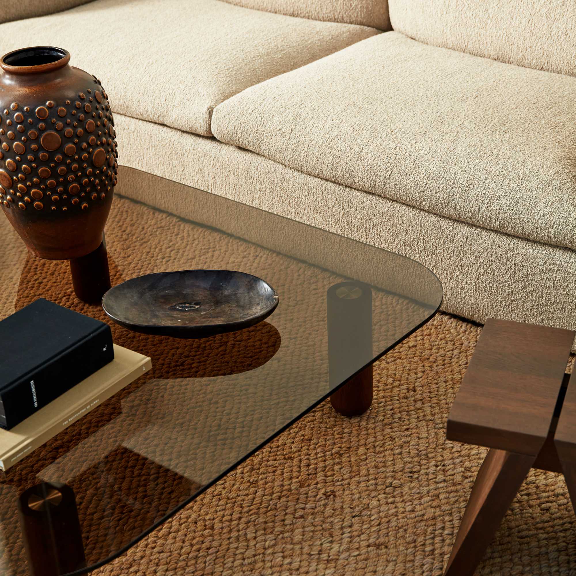 Big Sur Large Low Coffee Table - Brown Glass-4