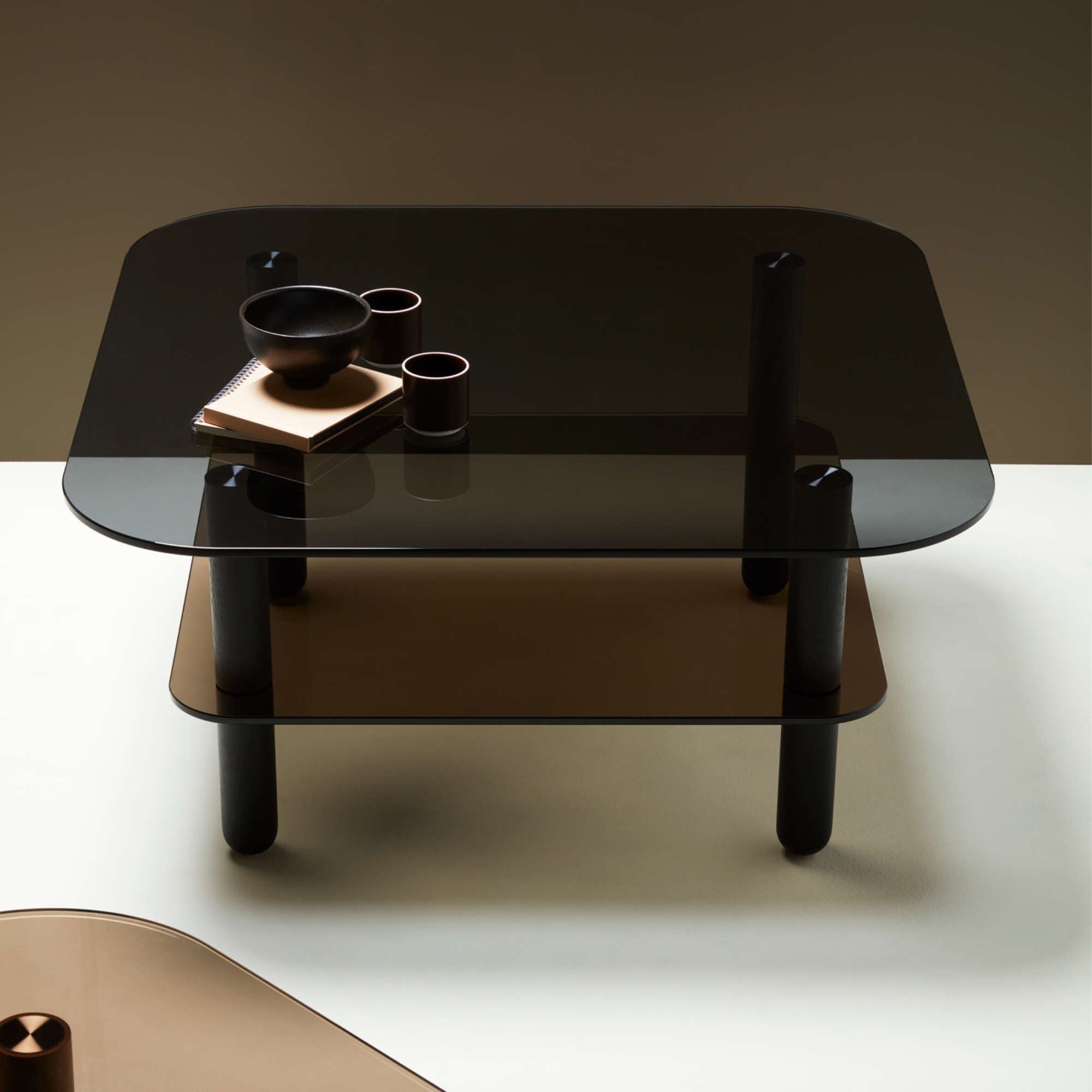 Big Sur High Coffee Table - Brown Glass-3