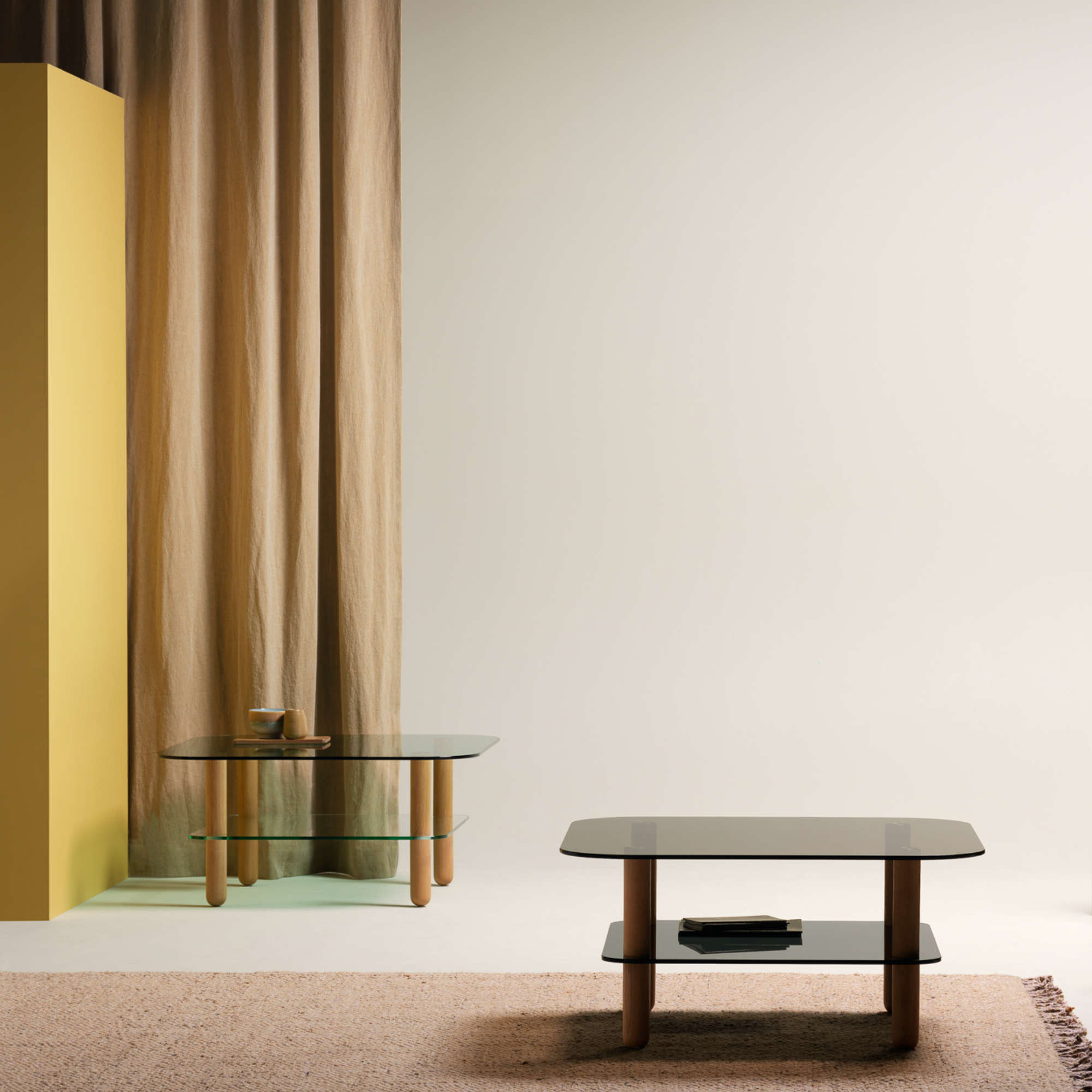 Big Sur High Coffee Table - Brown Glass