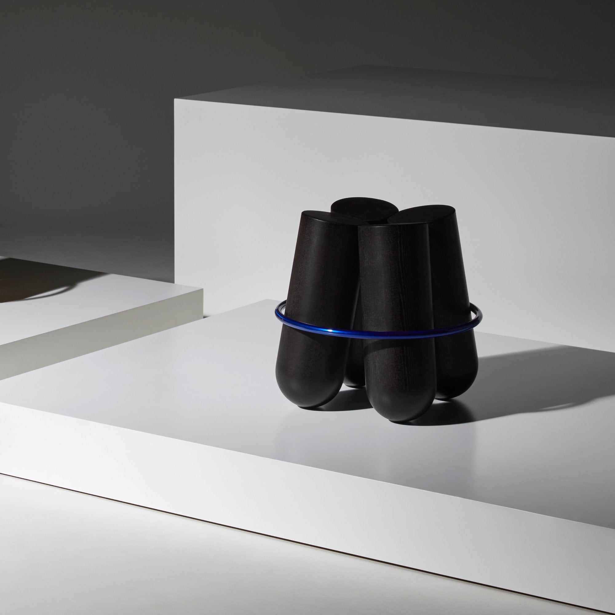 Bolt Stool - Mat Black Ash/Lazer Blue Ring-3