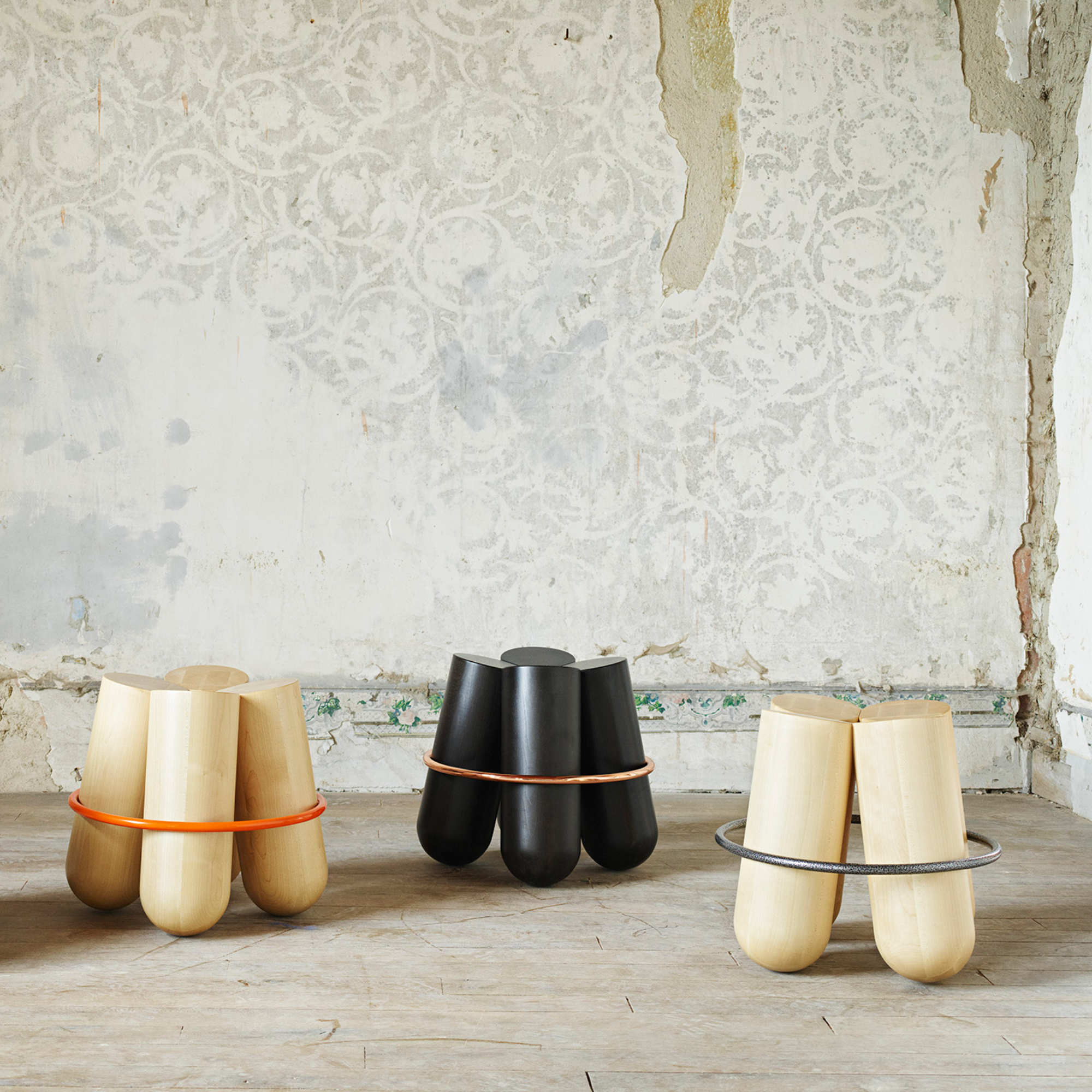 Bolt Stool - Mat Black Ash/Lazer Blue Ring-8