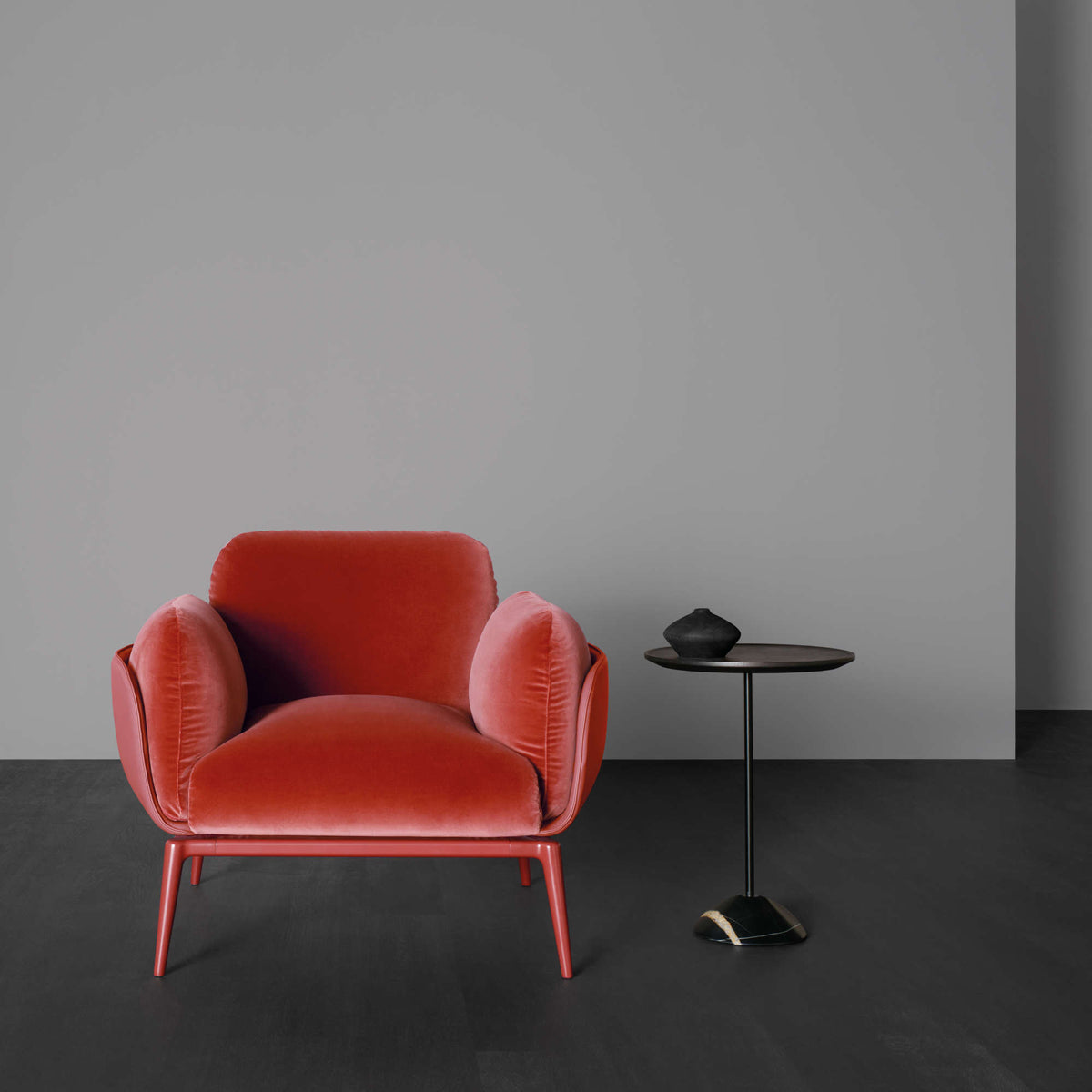 Brooklyn Armchair – 98x80 / Metal (Ral 3005) / Leather (Donussa 03)/Fabric (Domini 1101)-2