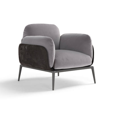 Brooklyn Armchair – 98x80 / Leather (Nabuk 5063)/Velvet (Nobilis 21)