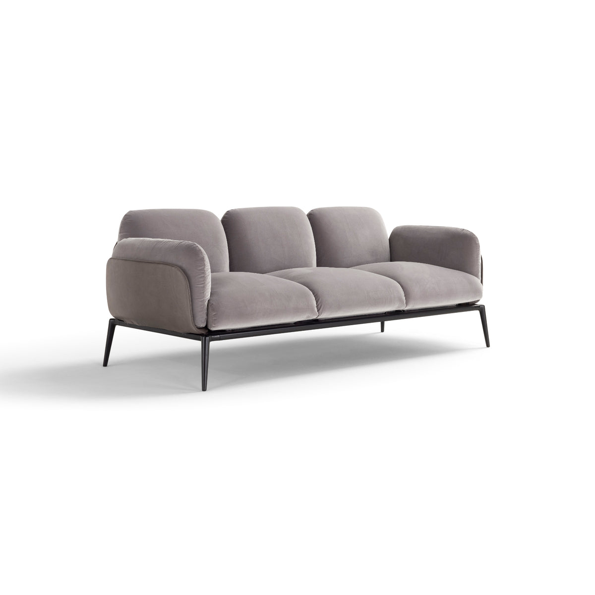 Brooklyn Sofa – 223x80 / Metal (Ral 9005) / Leather (Daino 04)/Velvet (Nobilis 21)-1