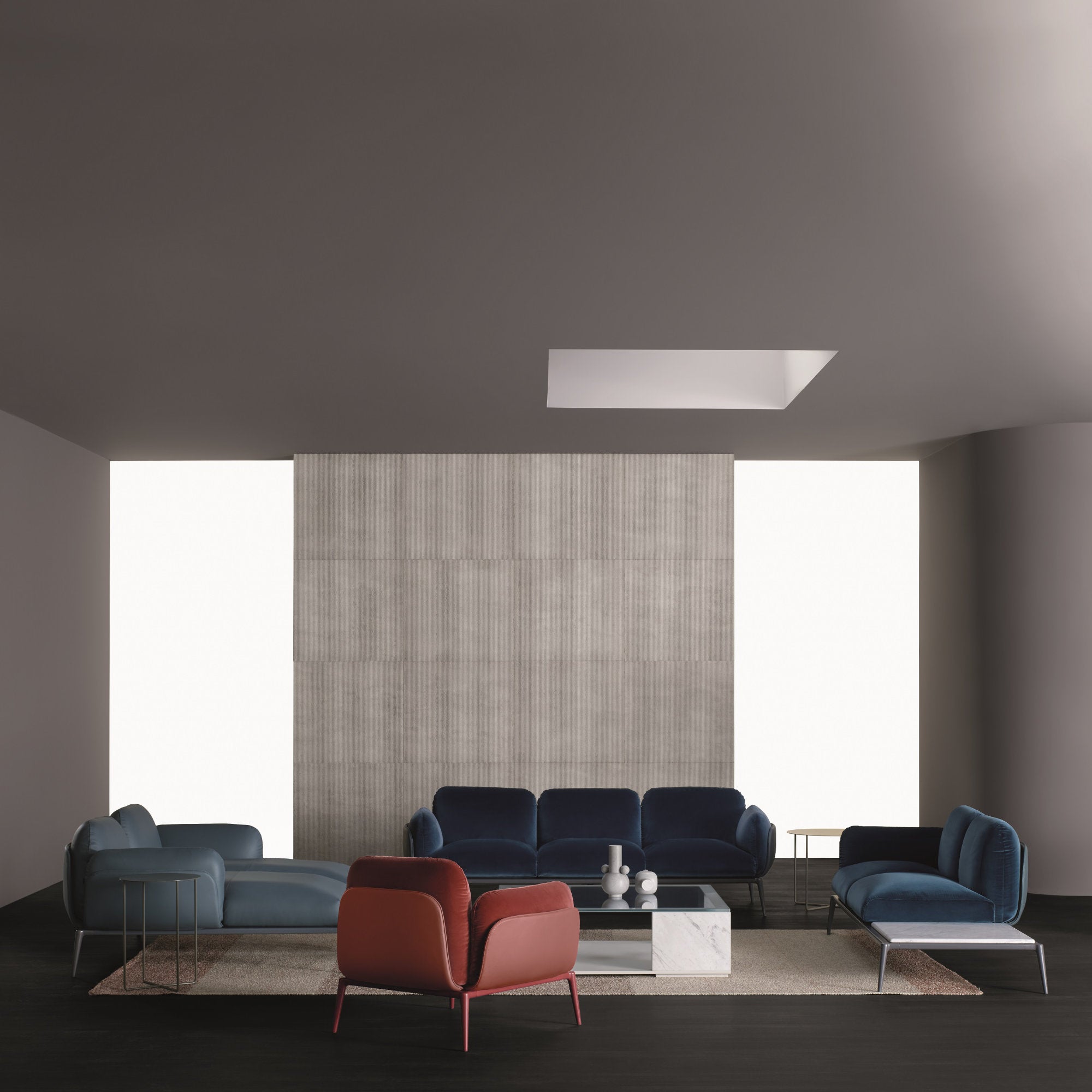 Brooklyn 060 Sofa - Leather (Stone Wash 266)/Fabric (Numa 01)-2