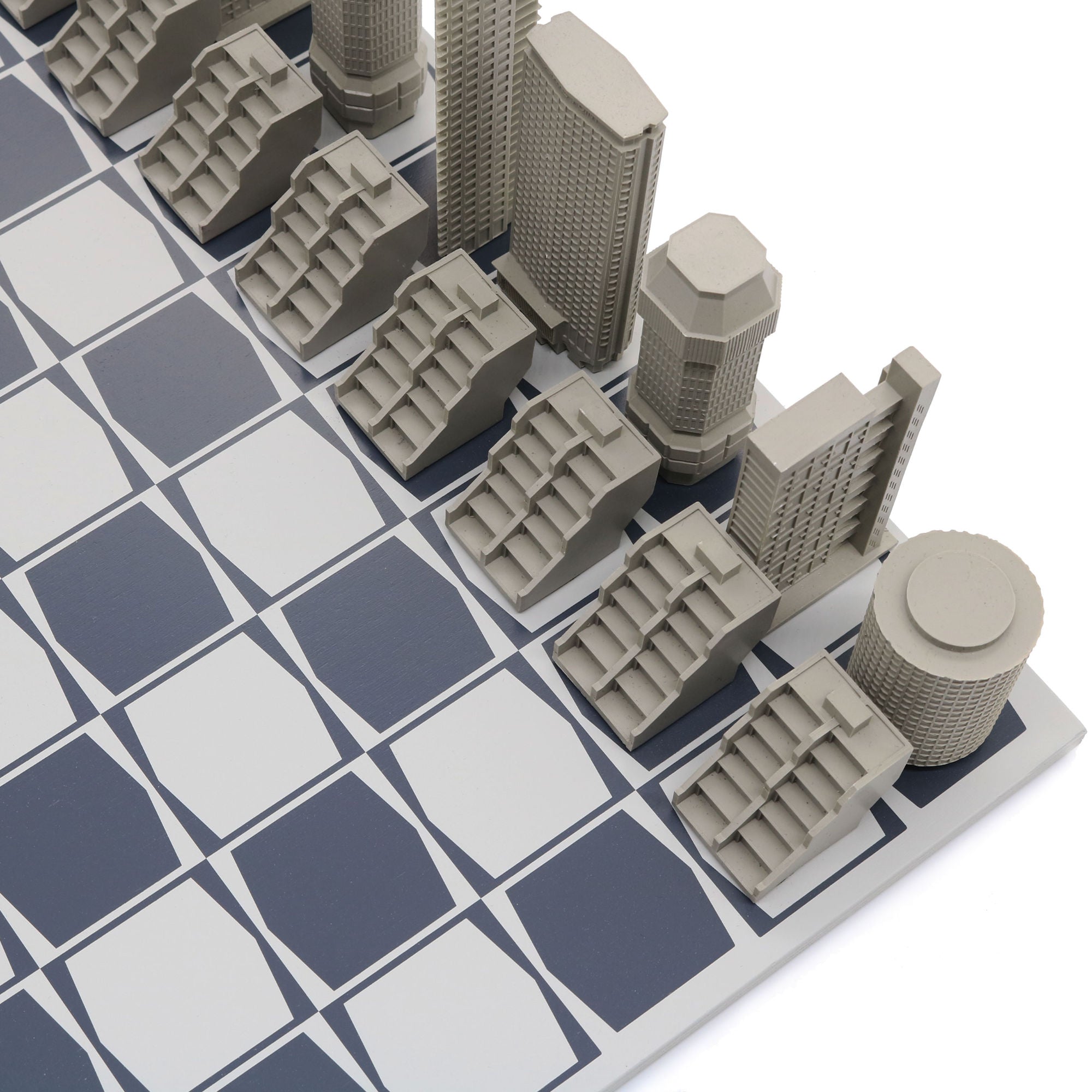 Brutalist Chess Set - Wooden Brutalist Board