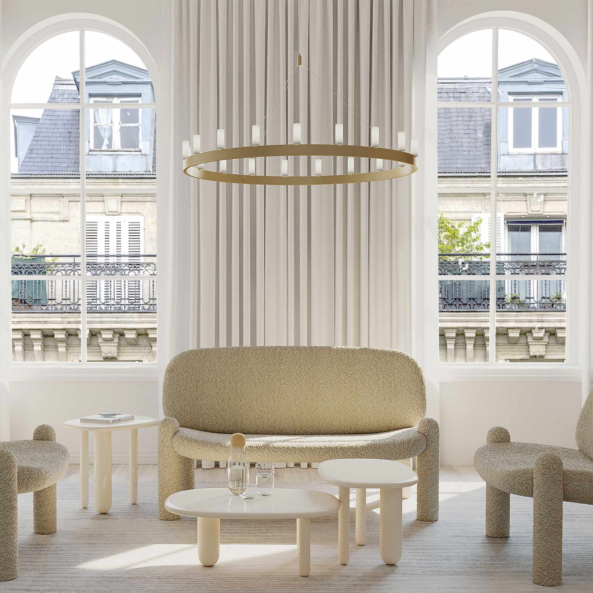 Chandelier Single Round 150 Pendant Lamp - Satin Gold