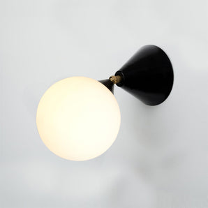 Cone and Sphere with Brass Joint Wall Lamp - Black
