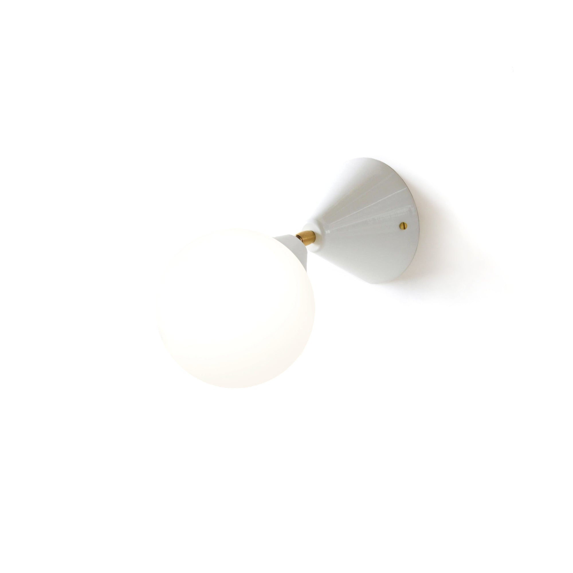 Cone and Sphere with Brass Joint Wall Lamp - White