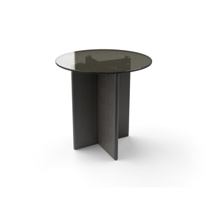 طاولة جانبية Polyura JTA05 - خشب رمادي (LE12) / زجاج برونزي (VE02)