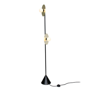 Disc and Sphere Floor Lamp - Black/Brass