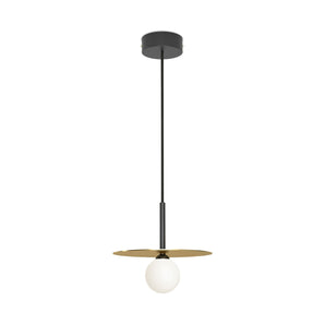 Disc and Sphere P03 Horizontal Fabric Cable Pill Box Pendant Lamp - Black/Brass