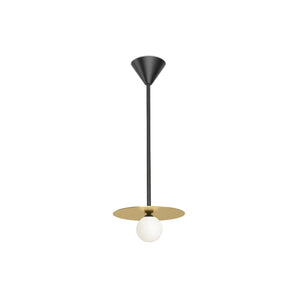 Disc and Sphere P05 Horizontal Metal Tube Cone Pendant Lamp - Black/Brass