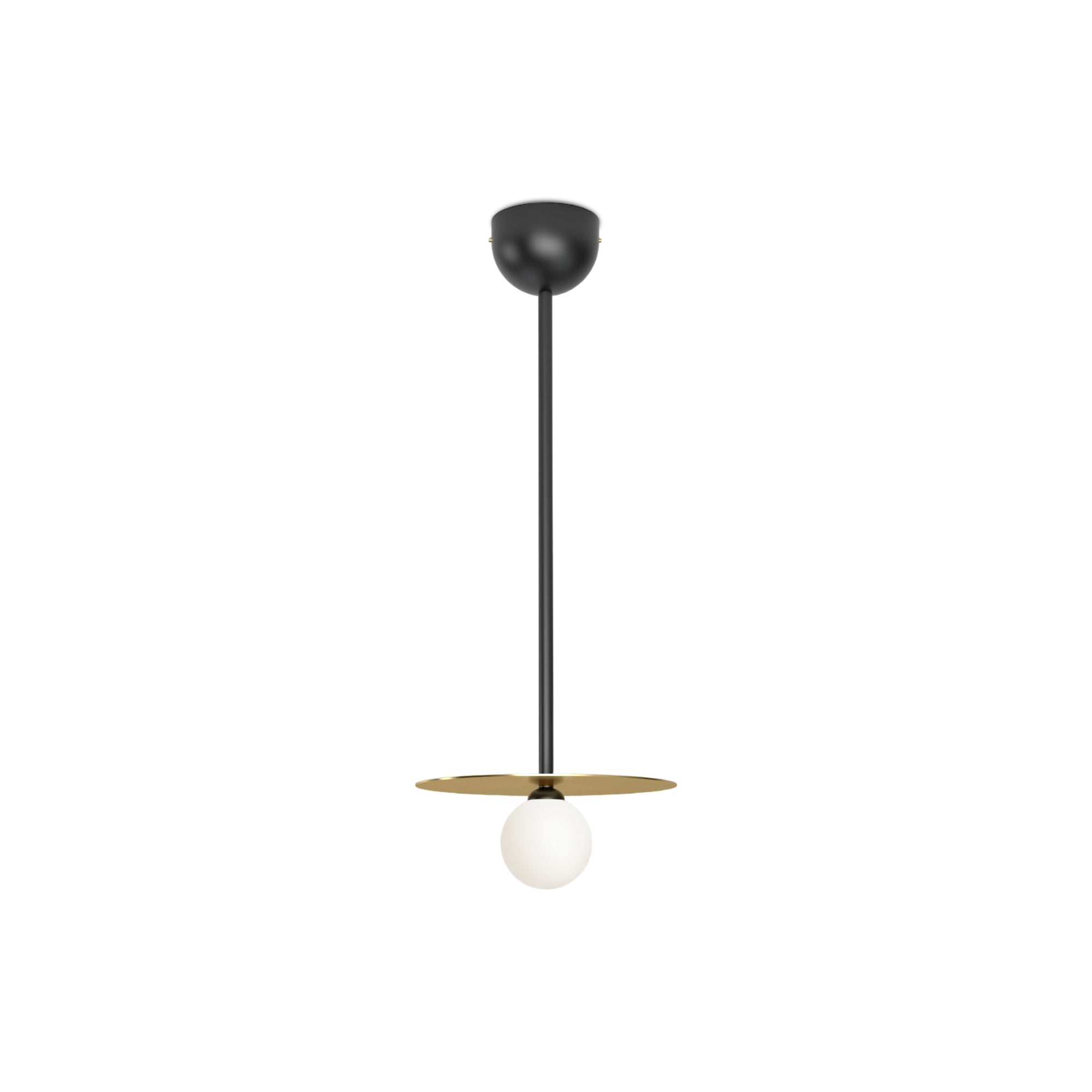 Disc and Sphere P08 Horizontal Metal Tube Half Dome Pendant Lamp - Black/Brass