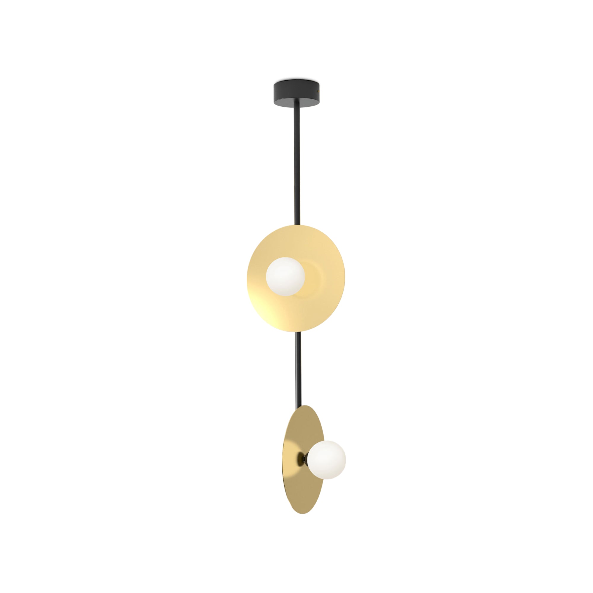 Disc and Sphere P15 Vertical 2 Disc Metal Tube Pill Box 38 Pendant Lamp - Black/Brass