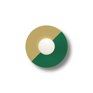 Disc and Sphere Semi Colour W01 Wall Lamp - Brass/Green
