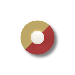 Disc and Sphere Semi Colour W01 Wall Lamp - Brass/Maple Red