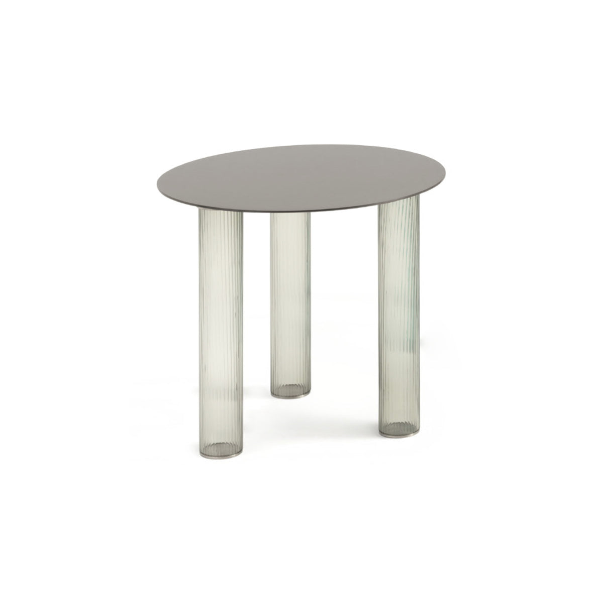 Echino Side Table – 48x44 / Blown Glass (Smoky Grey) / Steel Sheet (Black Nickel Satin)-1