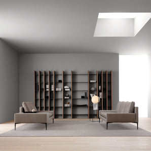 Sistema Parere 1 S11 Bookcase - Walnut/Grey Metal