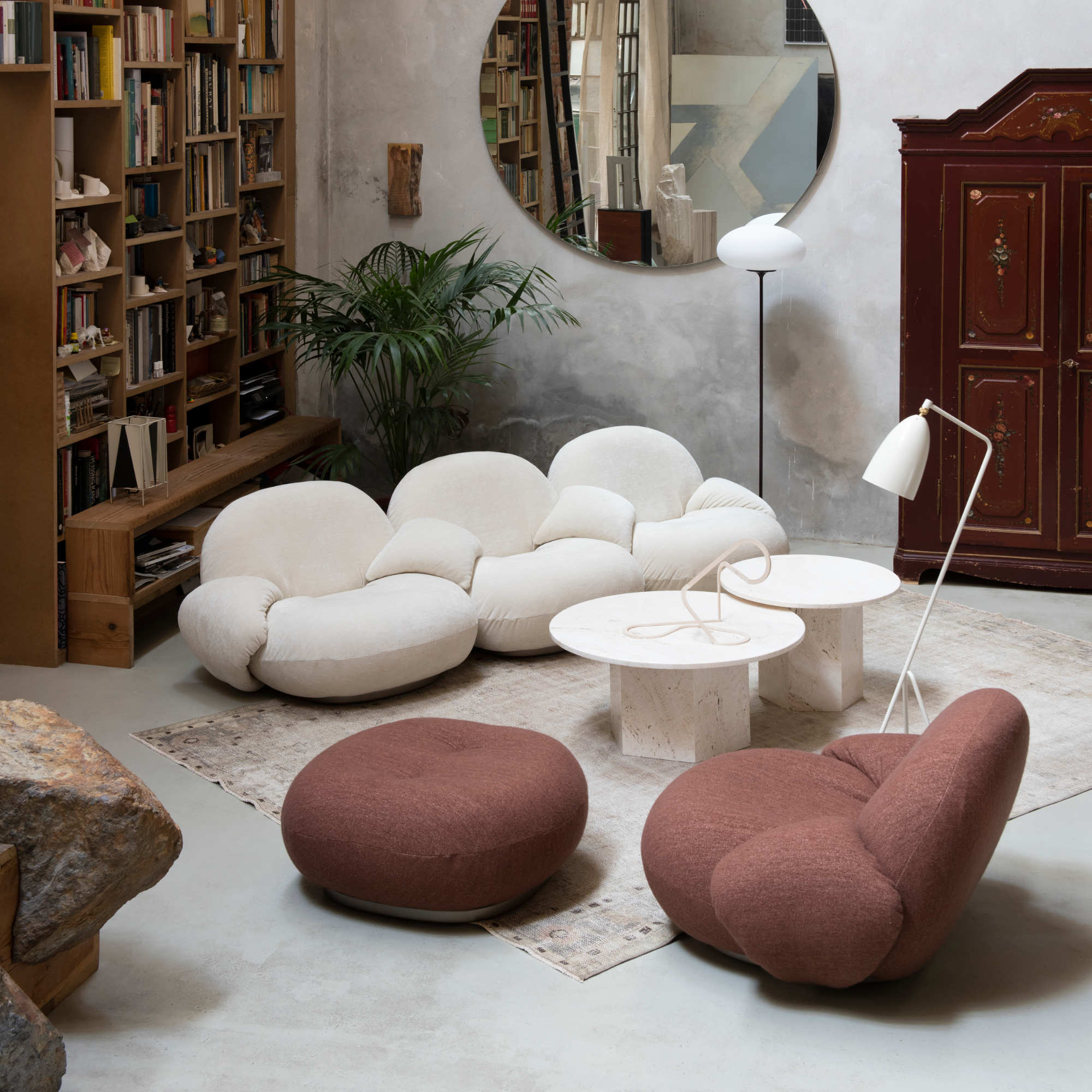 Epic 10042386 Round Coffee Table - Neutral White Travertine-4