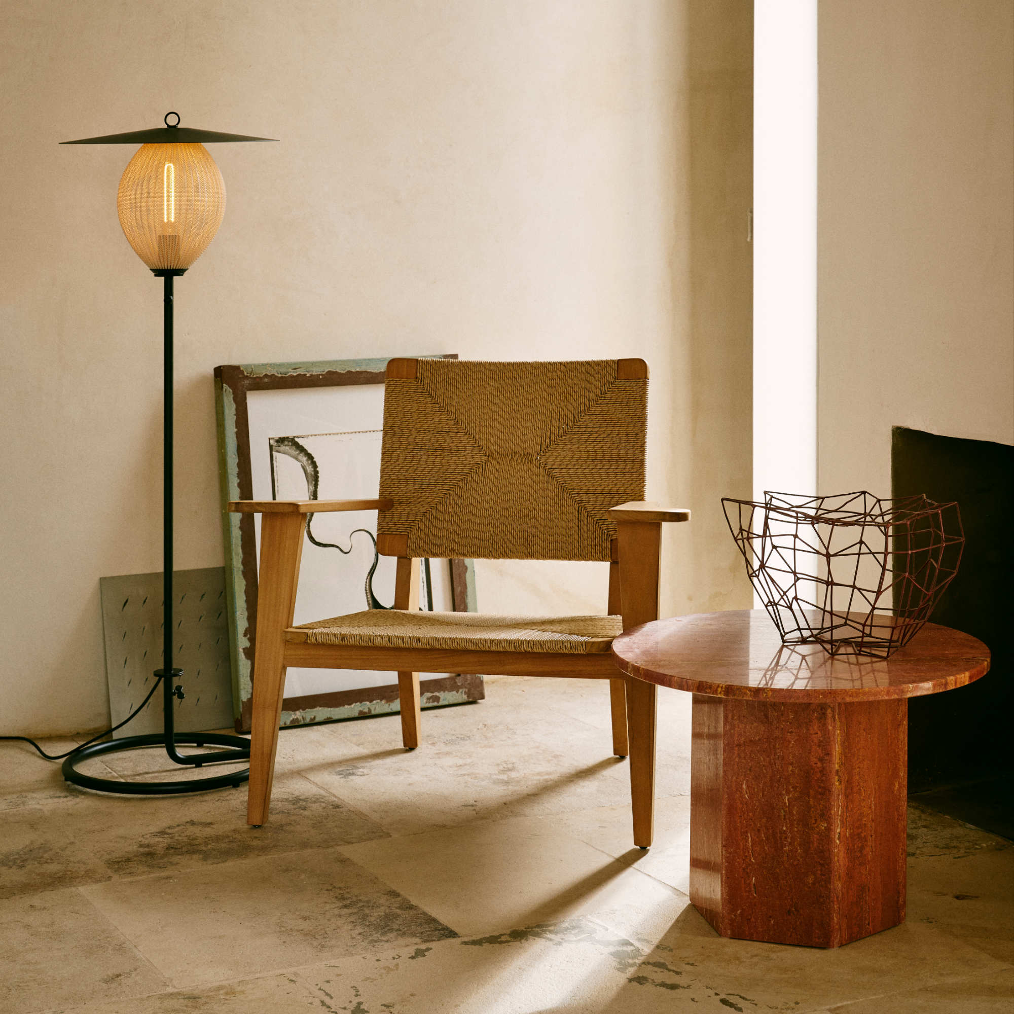 Epic 10042380 Round Coffee Table - Burnt Red Travertine-2