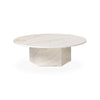 Epic 10042376 Round Coffee Table - Neutral White Travertine