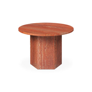 Epic 10042380 Round Coffee Table - Burnt Red Travertine