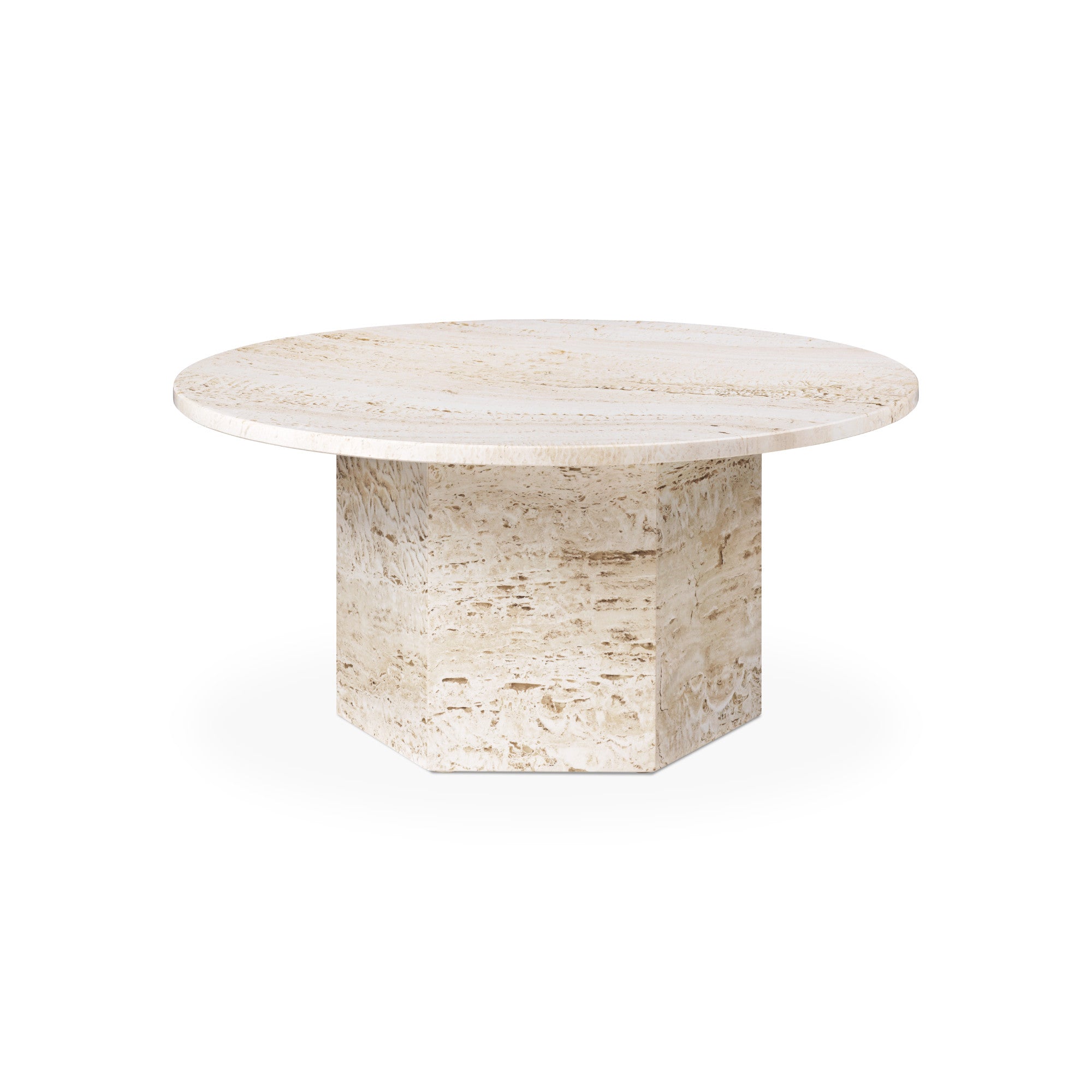 Epic 10042386 Round Coffee Table - Neutral White Travertine