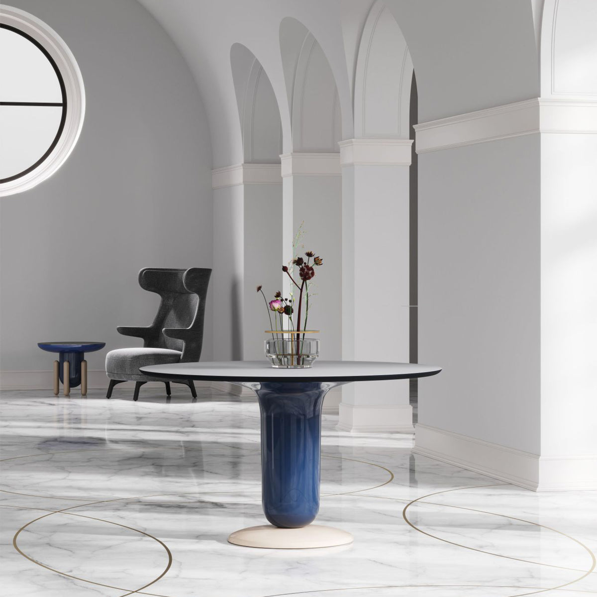Explorer Dining Table – 130x73.5 / Wood (Ral 1015 Gloss Light Ivory) / Wood (Ral 5008 Gloss Grey Blue) / Wood (Laminated Fenix 725 Gris Perle)-3