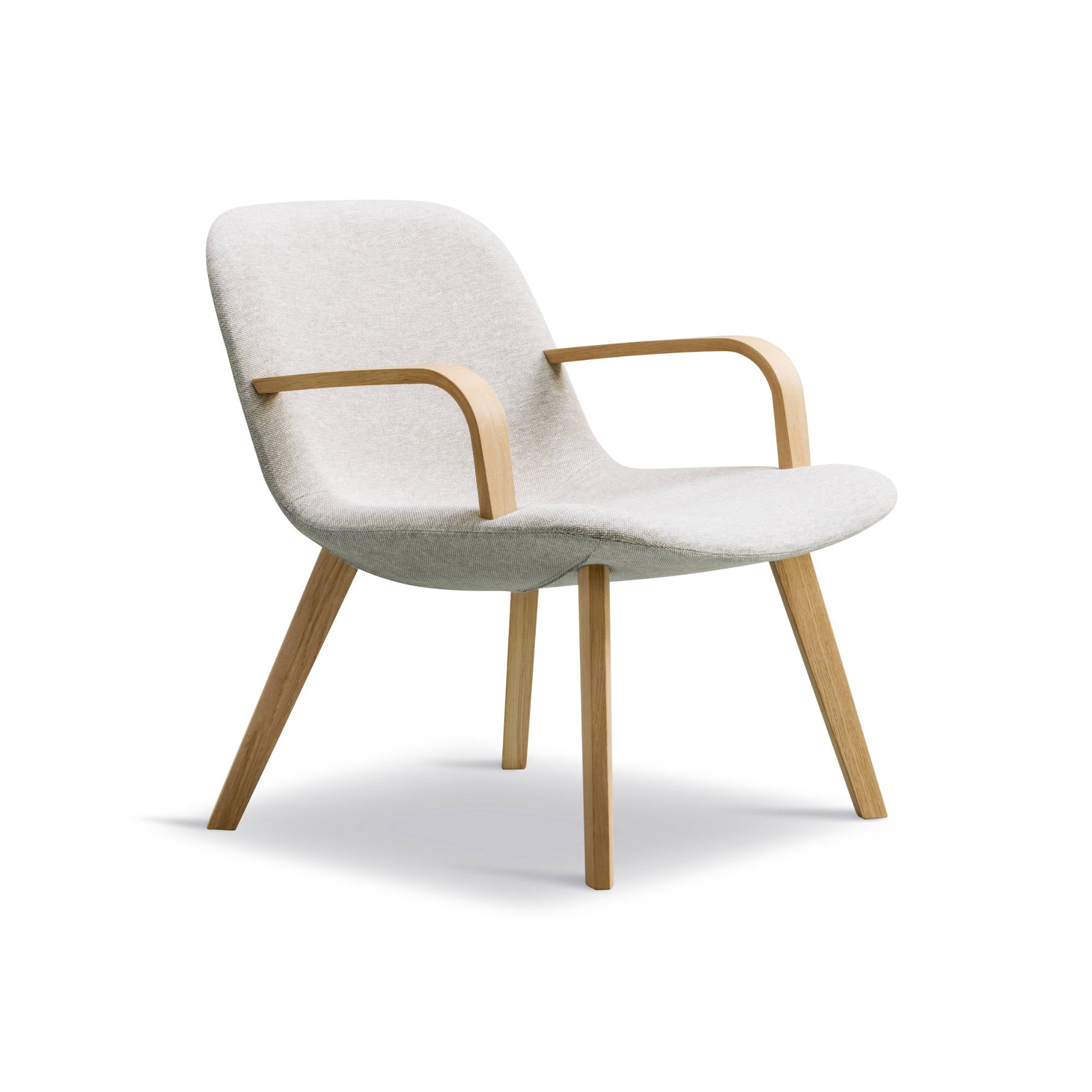 Eyes 4856 Wood Base Lounge Armchair - Oak Lacquered/Fabric 3 (Clay 12)