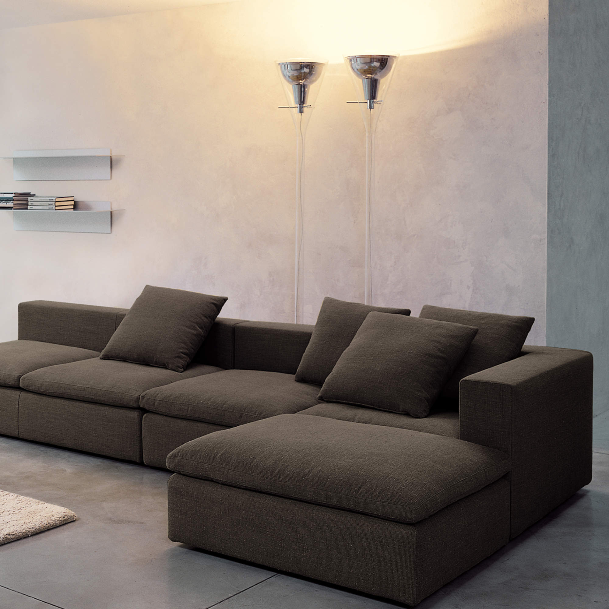 Flute Large Floor Lamp - Clear/Chrome