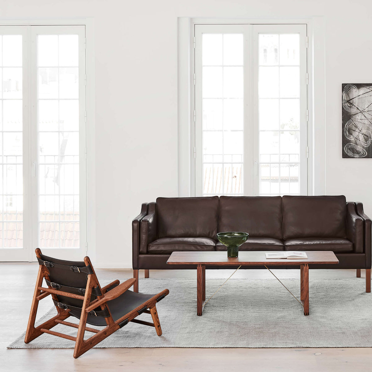 The Hunting Chair Armchair – 70.5x67 / Wood (Oak Black Lacquered) / Leather (Saddle Black)-2